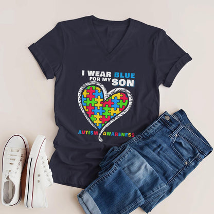I Wear Blue For My Son The Autism T-Shirt, Gift for People with Depression,