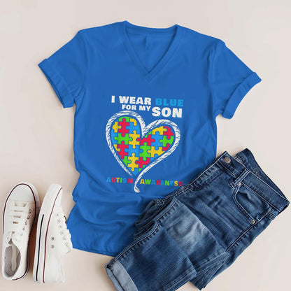 I Wear Blue For My Son The Autism T-Shirt, Gift for People with Depression,