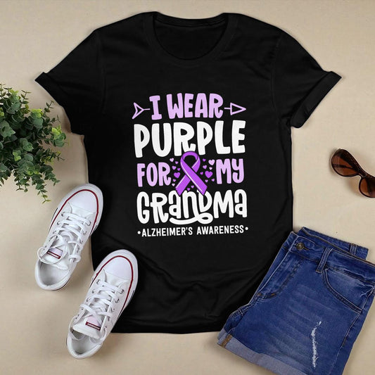 Support Alzheimer's Shirt, Alzheimer Dad Mom Tee, Alzheimer's gift, Gift For Her, Gift For Him I Wear Purple For My Grandma