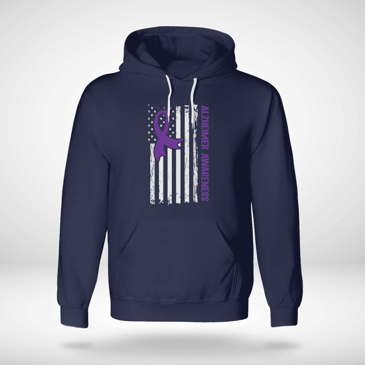 Alzheimer Awareness American Flag 2320