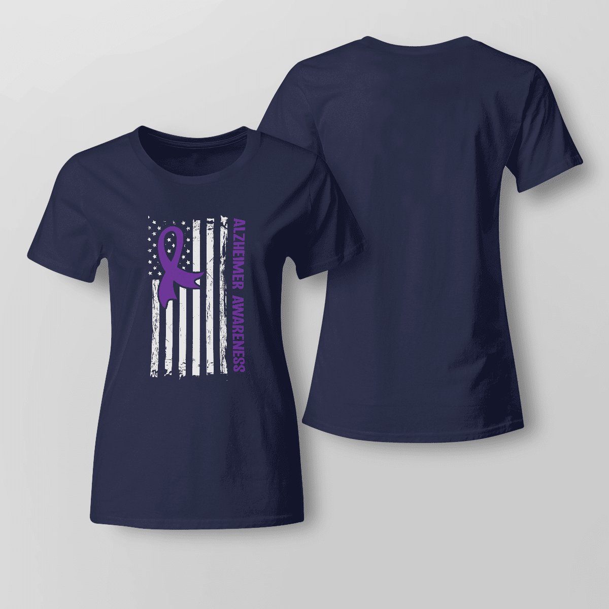 Alzheimer Awareness American Flag 2320