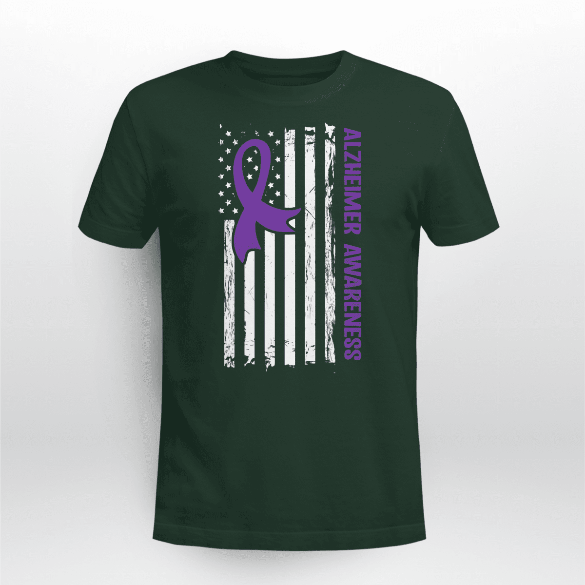 Alzheimer Awareness American Flag 2320
