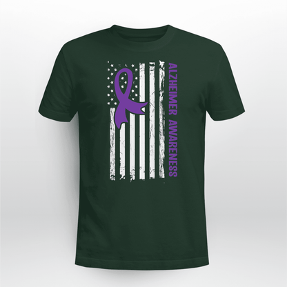 Alzheimer Awareness American Flag 2320