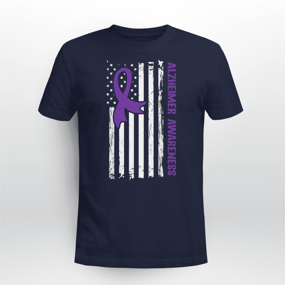 Alzheimer Awareness American Flag 2320