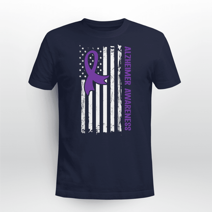 Alzheimer Awareness American Flag 2320