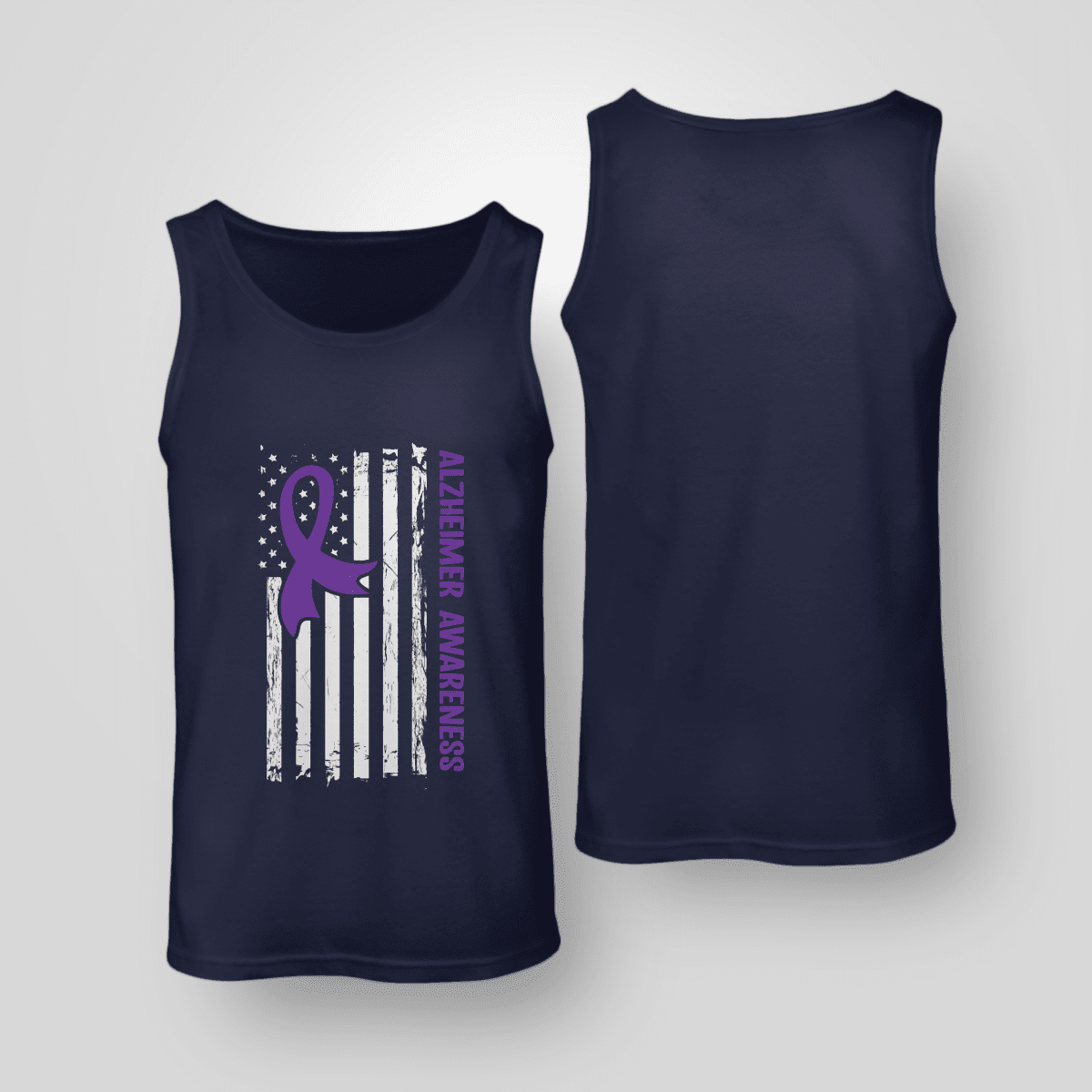 Alzheimer Awareness American Flag 2320
