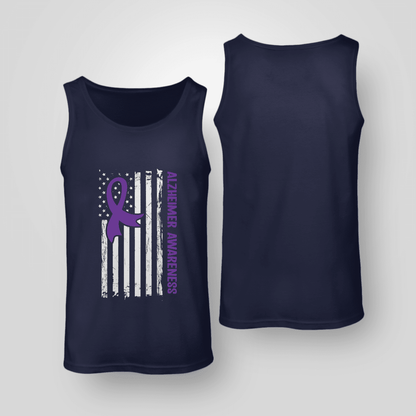 Alzheimer Awareness American Flag 2320