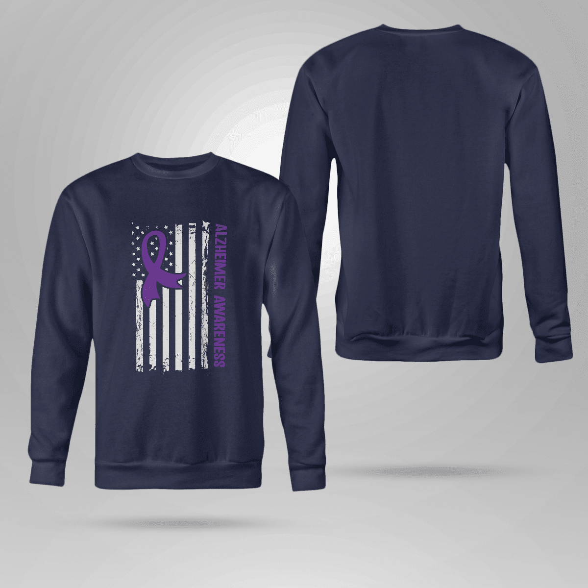 Alzheimer Awareness American Flag 2320