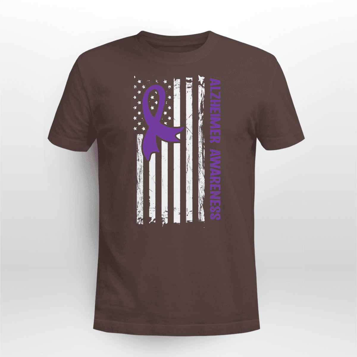 Alzheimer Awareness American Flag 2320