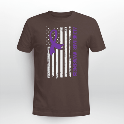 Alzheimer Awareness American Flag 2320