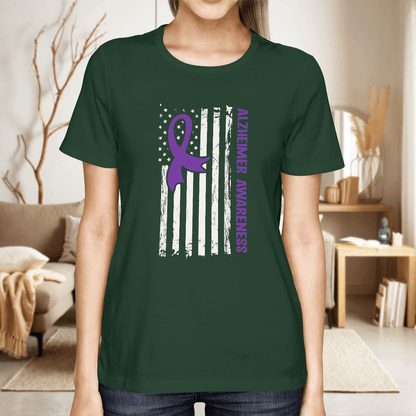 Alzheimer Awareness American Flag 2320