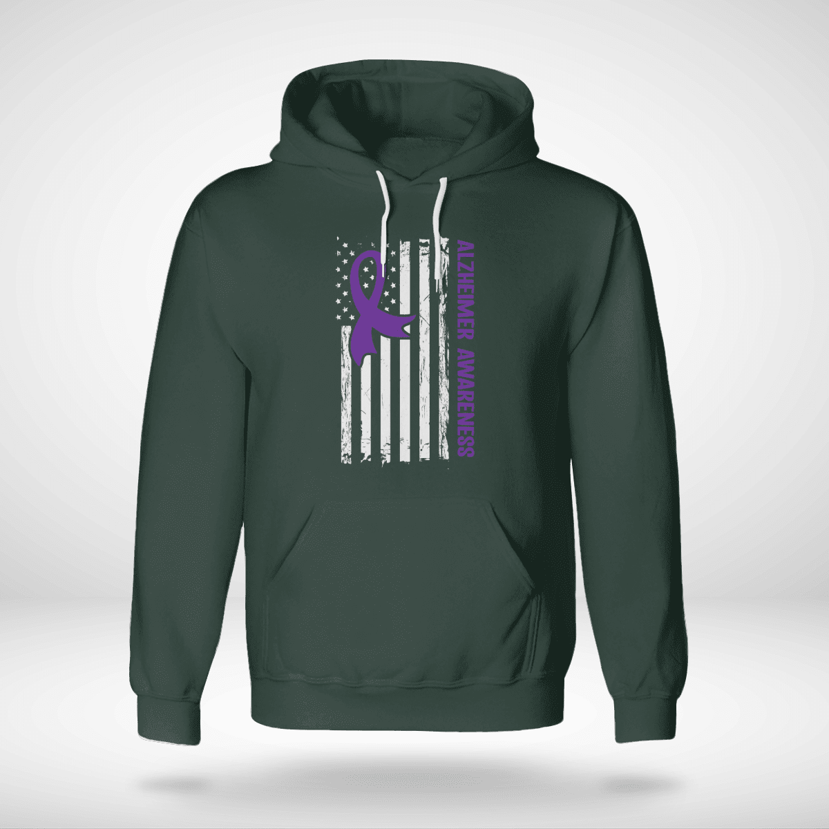Alzheimer Awareness American Flag 2320