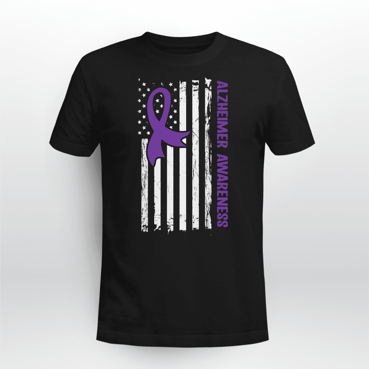 Alzheimer Awareness American Flag 2320