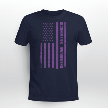 Alzheimer Awareness American Flag 2320