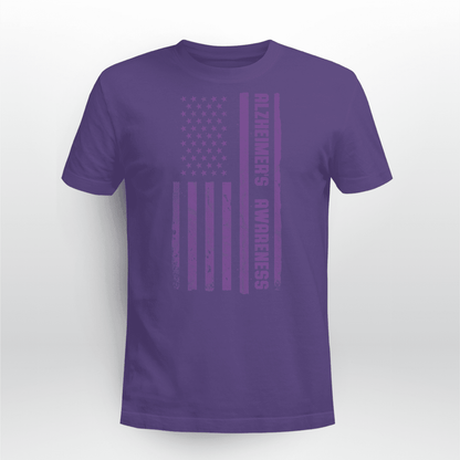 Alzheimer Awareness American Flag 2320