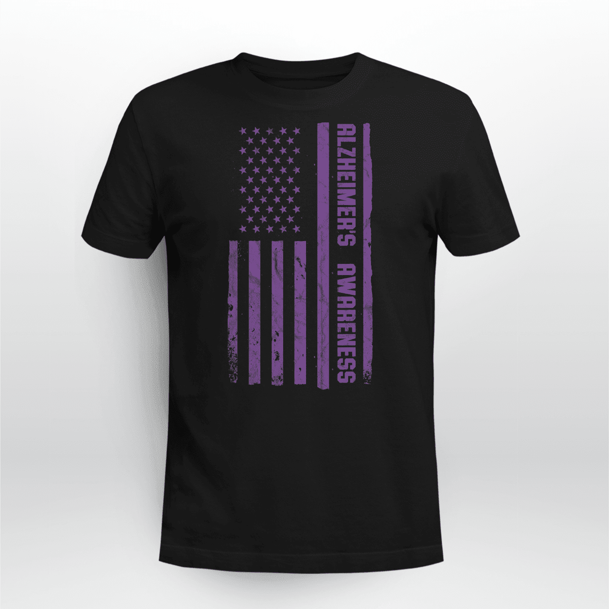 Alzheimer Awareness American Flag 2320