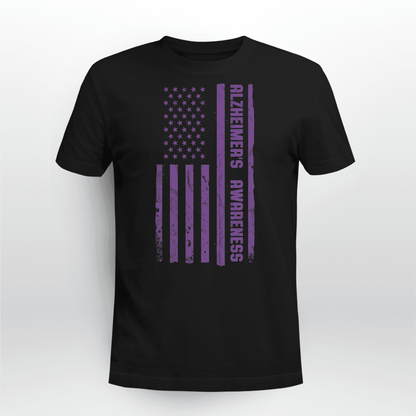 Alzheimer Awareness American Flag 2320