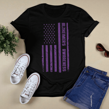 Alzheimer Awareness American Flag 2320