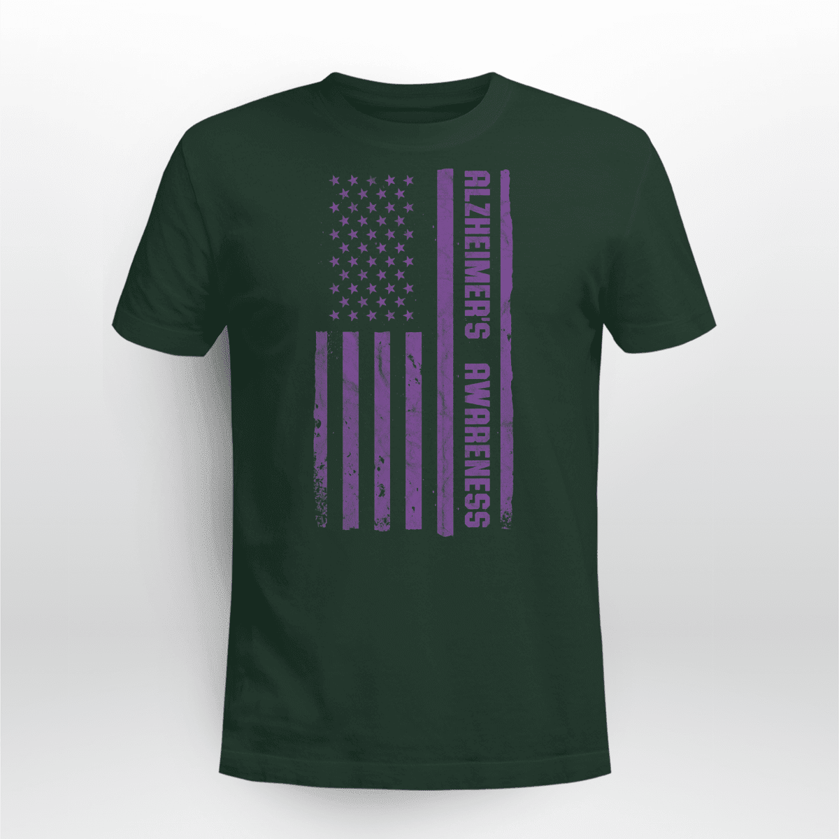Alzheimer Awareness American Flag 2320