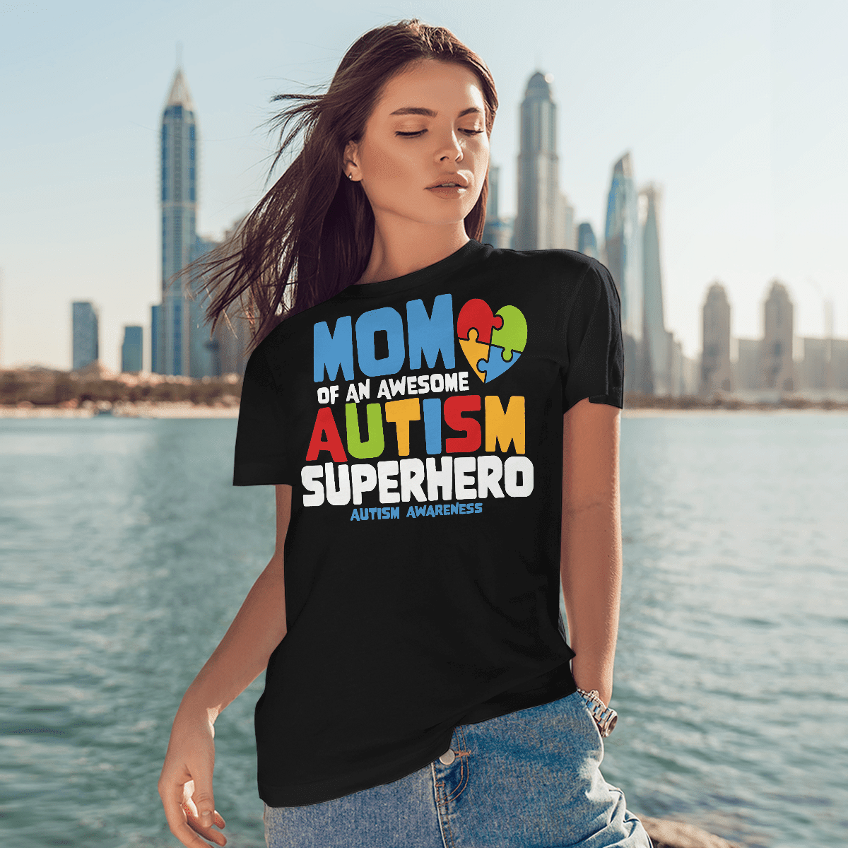 Mom Of An Awesome Autism Superhero Unisex T-Shirt 2324