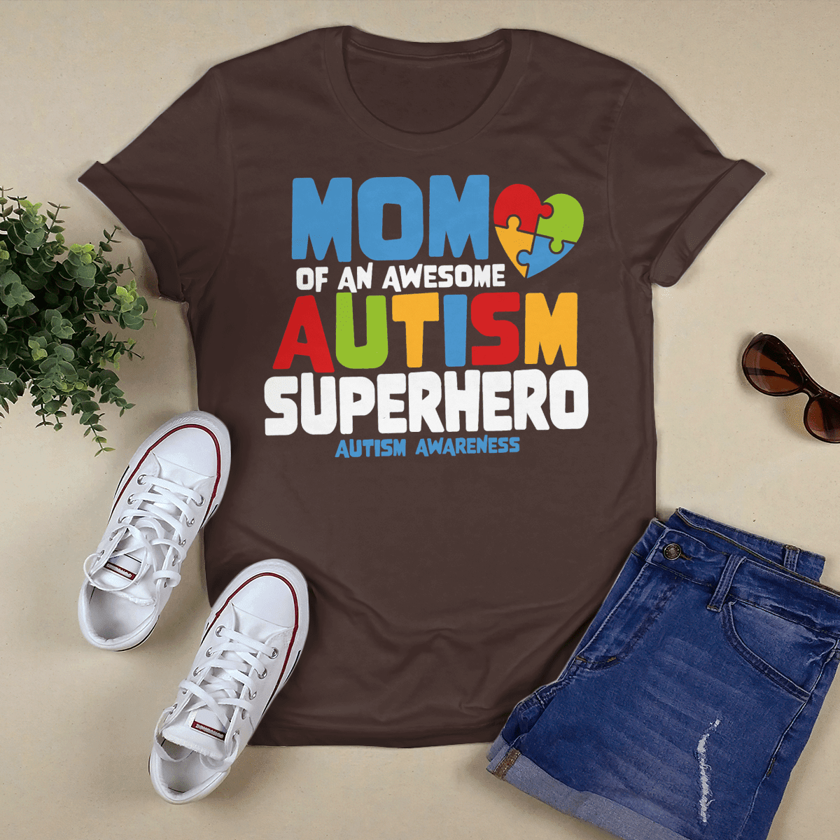 Mom Of An Awesome Autism Superhero Unisex T-Shirt 2324