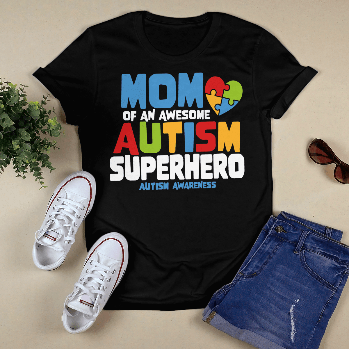Mom Of An Awesome Autism Superhero Unisex T-Shirt 2324