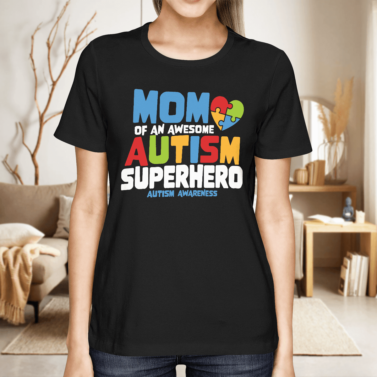 Mom Of An Awesome Autism Superhero Unisex T-Shirt 2324