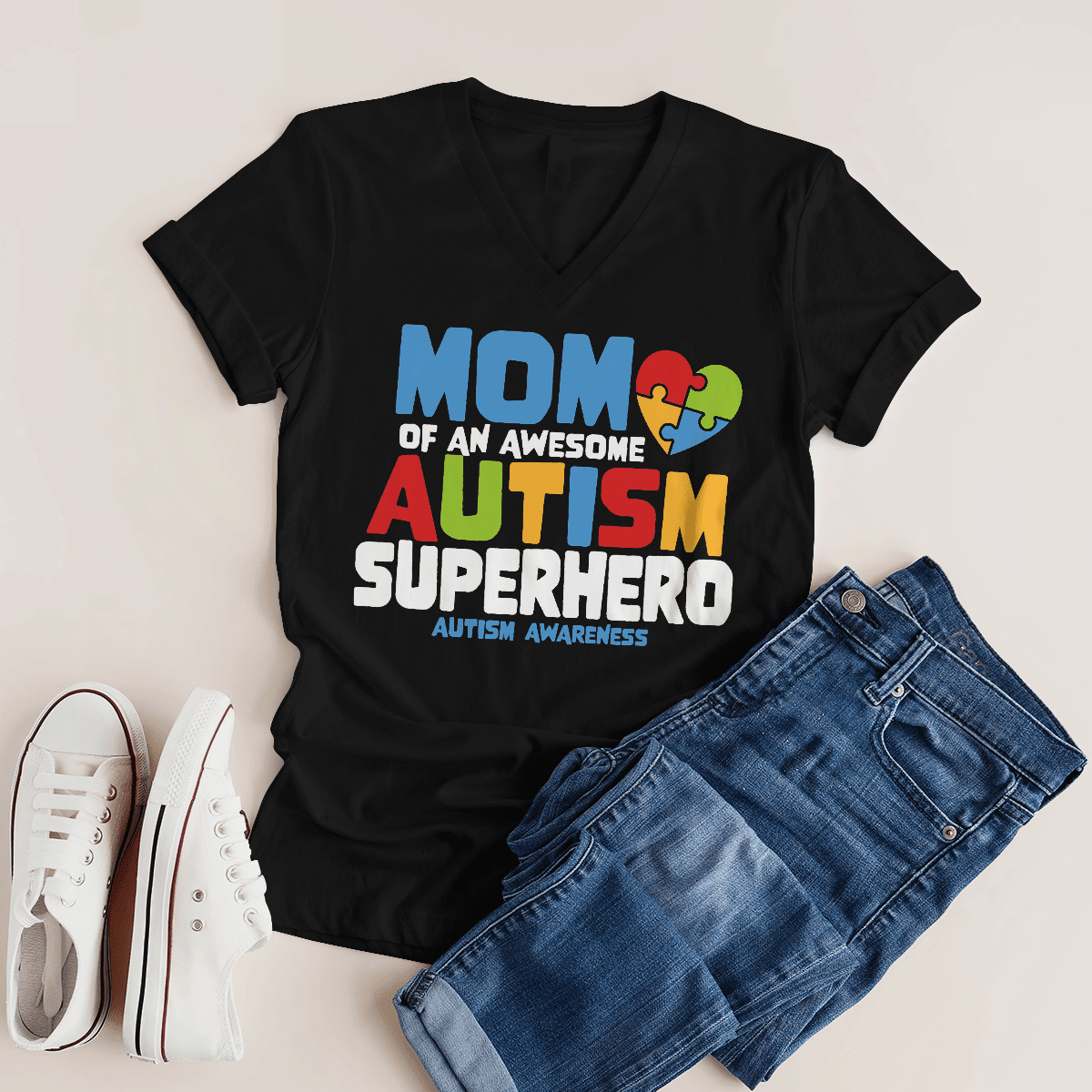 Mom Of An Awesome Autism Superhero Unisex T-Shirt 2324