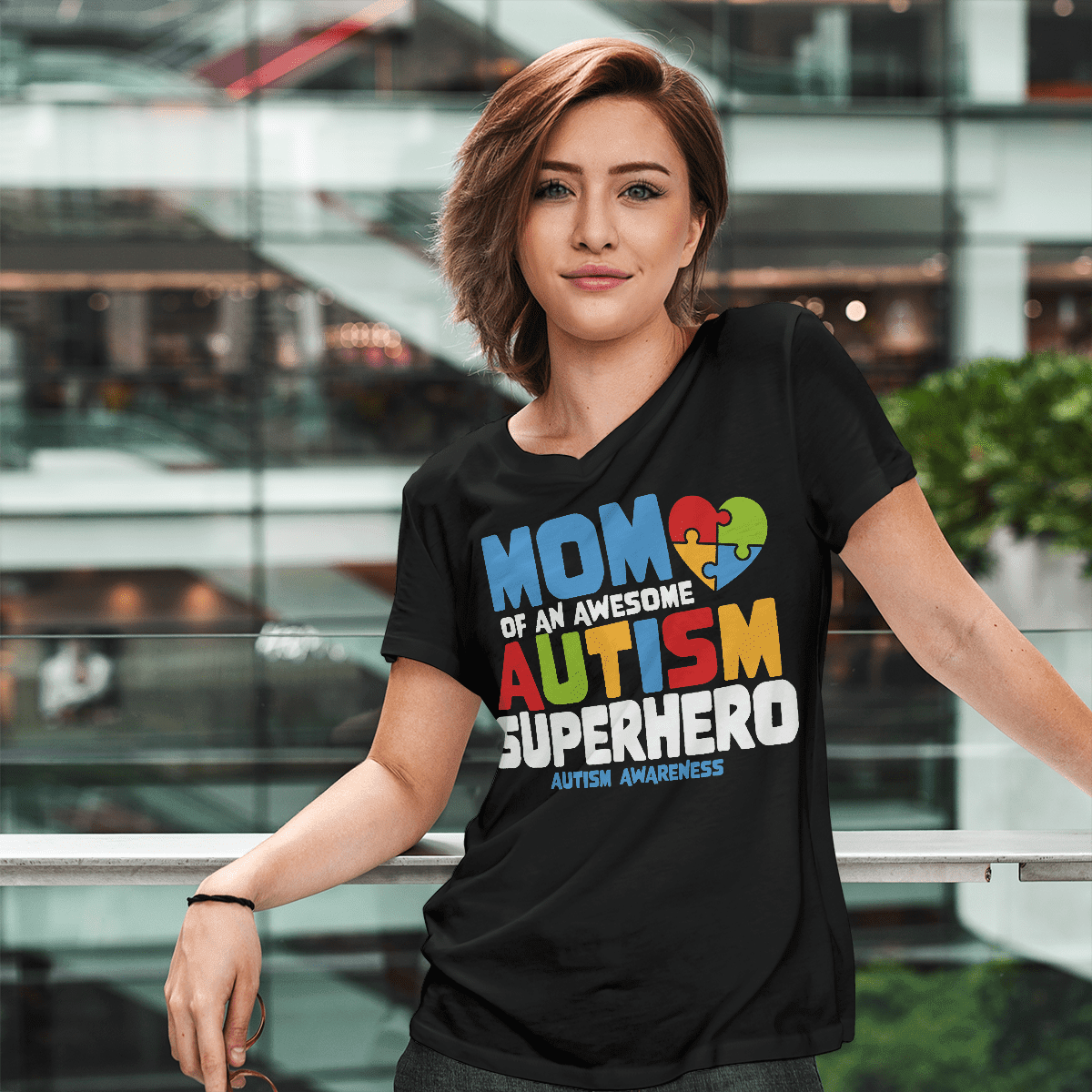 Mom Of An Awesome Autism Superhero Unisex T-Shirt 2324