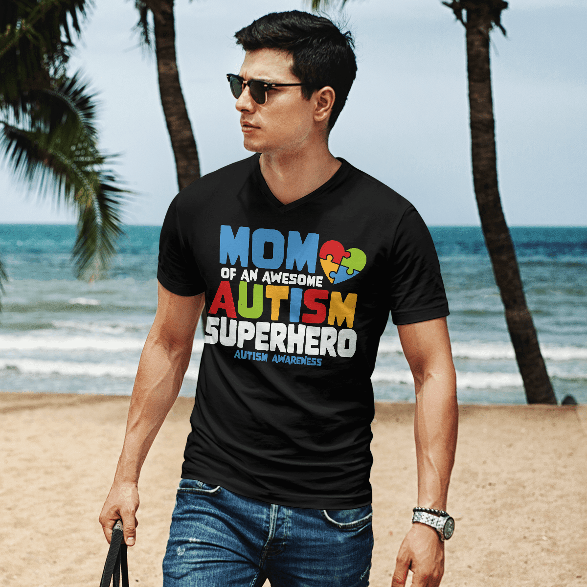 Mom Of An Awesome Autism Superhero Unisex T-Shirt 2324