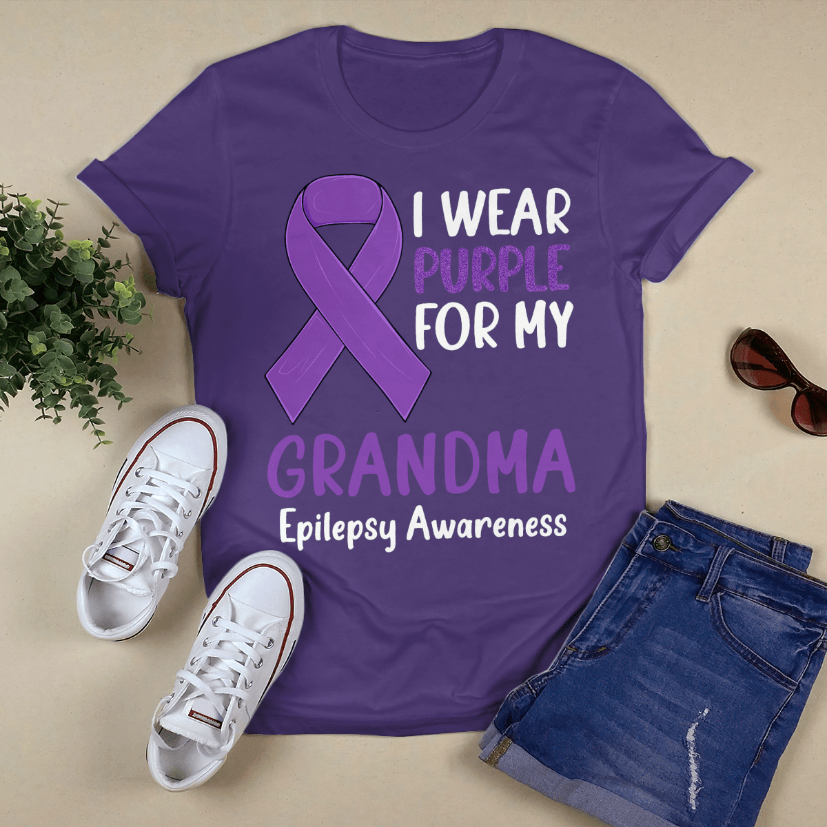 I Wear Purple For My Grandma Epilepsy Awareness Unisex T-Shirt 2323