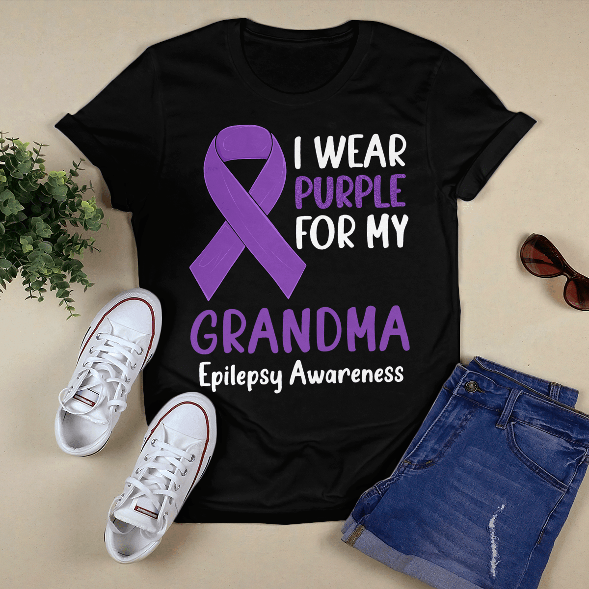 I Wear Purple For My Grandma Epilepsy Awareness Unisex T-Shirt 2323