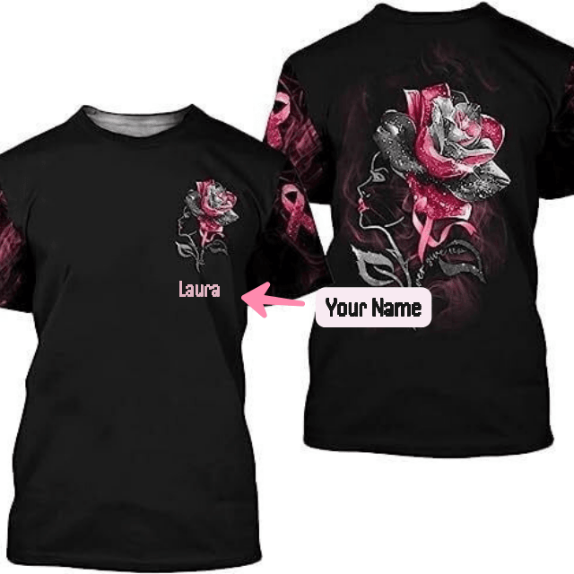 Black Rose Breast Cancer Awareness T-Shirt Brc
