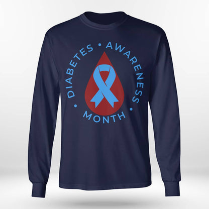 Diabetes Awareness Month Diabetic Blue Love Ribbon T1D T2D Dab2345