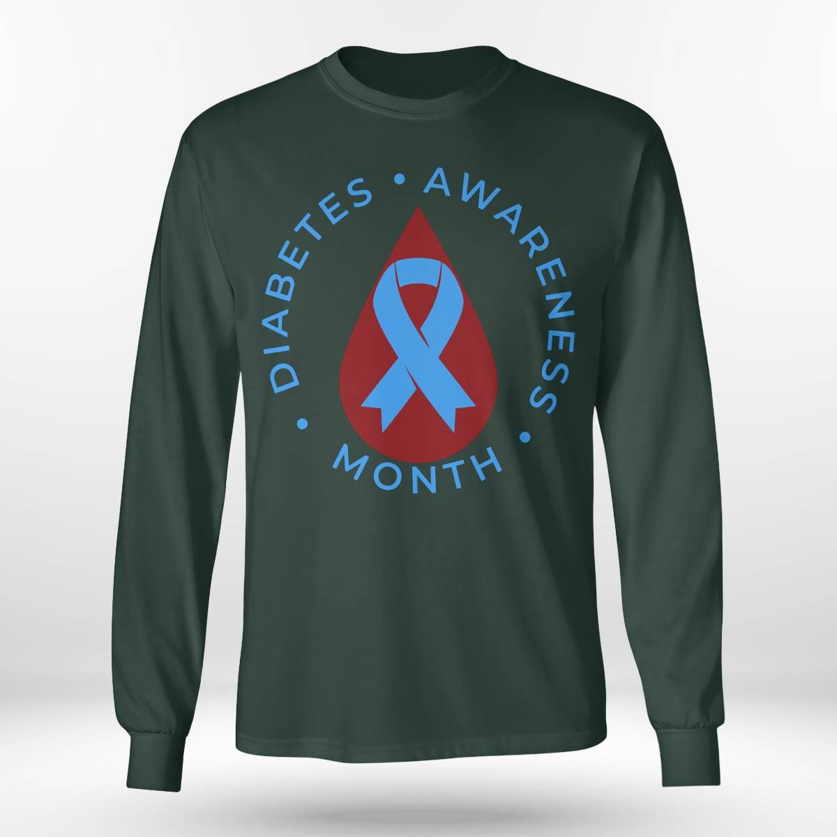 Diabetes Awareness Month Diabetic Blue Love Ribbon T1D T2D Dab2345