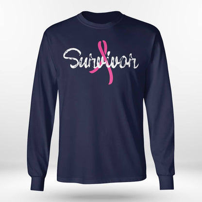 Womens Breast Cancer Awareness Survivor Pink Ribbon Gift V-Neck Brc2344