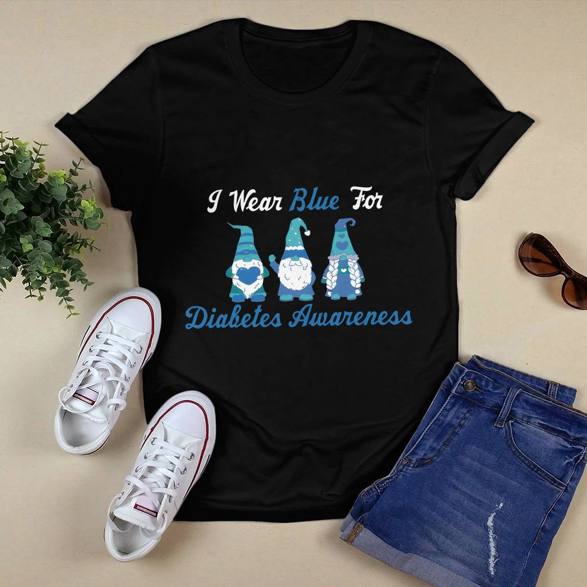 I Wear Blue for Diabetes Awareness Gnomes Dab2345