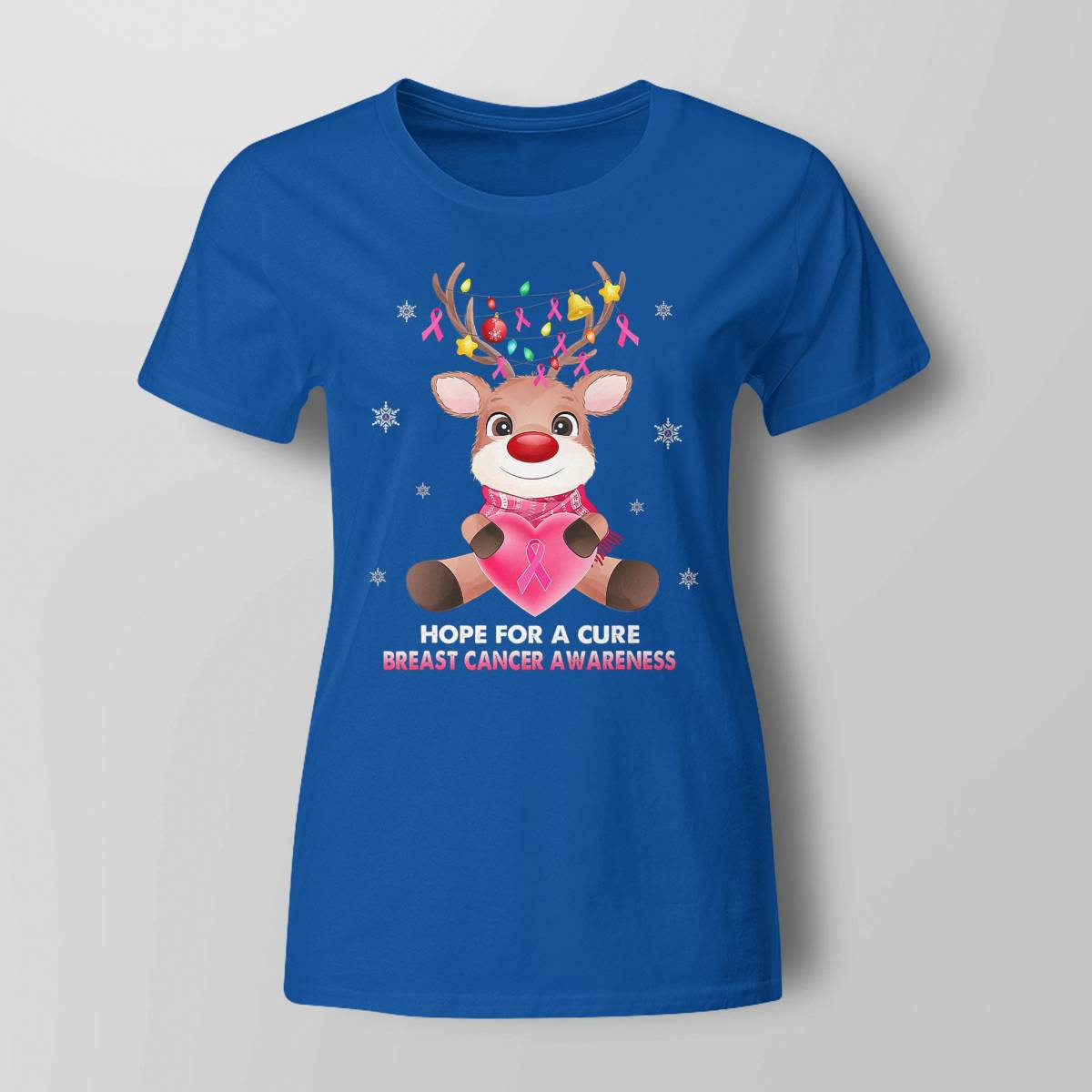 Breast Cancer Christmas Reindeer Pink Ribbon Xmas Brc2345