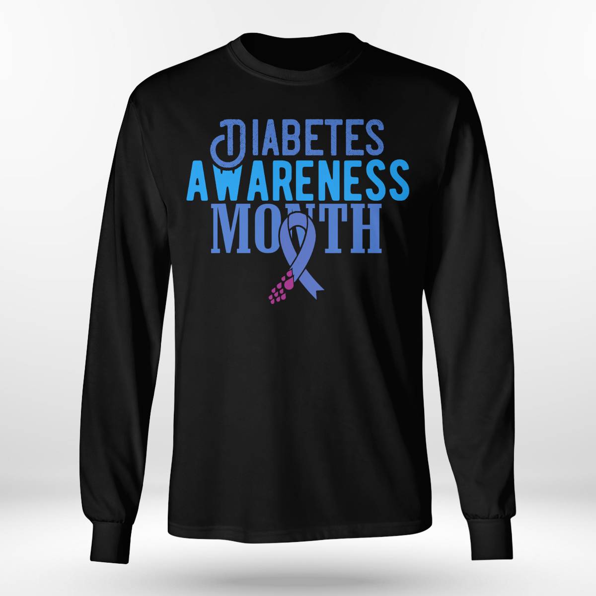 Diabetes Awareness Month Blue Love Ribbon Support T1D T2D Dab2345