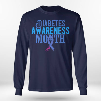 Diabetes Awareness Month Blue Love Ribbon Support T1D T2D Dab2345