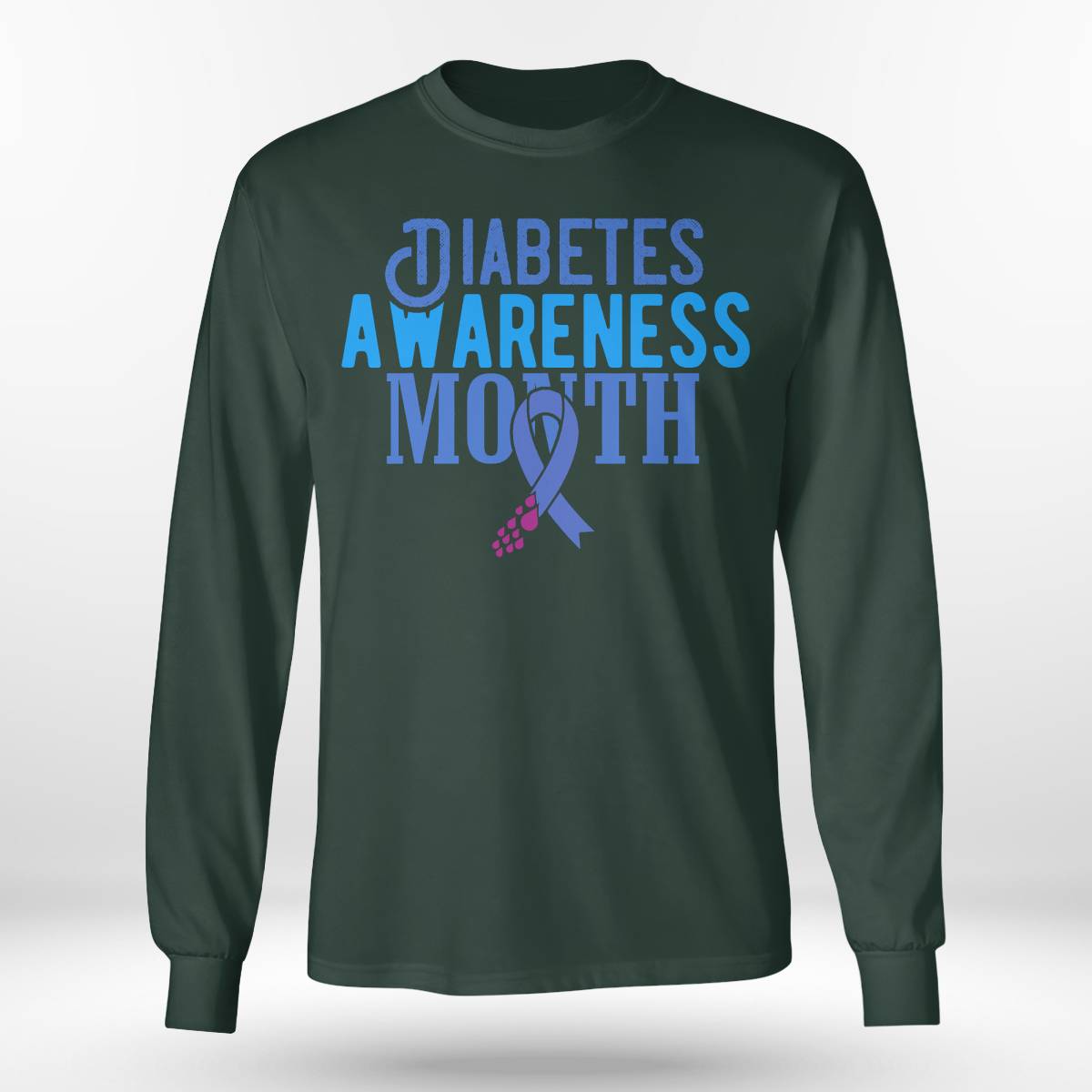 Diabetes Awareness Month Blue Love Ribbon Support T1D T2D Dab2345