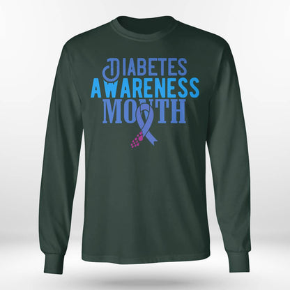 Diabetes Awareness Month Blue Love Ribbon Support T1D T2D Dab2345