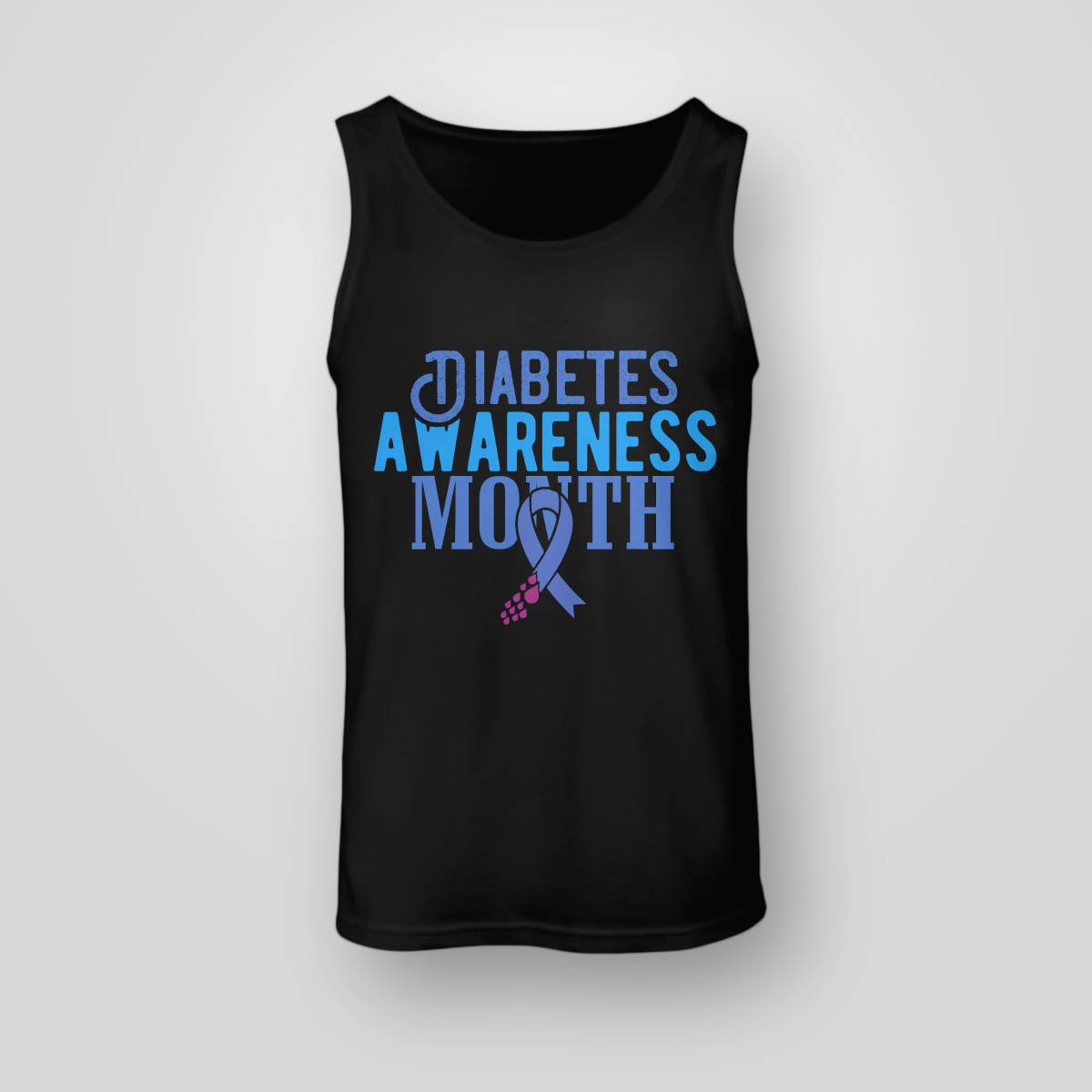 Diabetes Awareness Month Blue Love Ribbon Support T1D T2D Dab2345