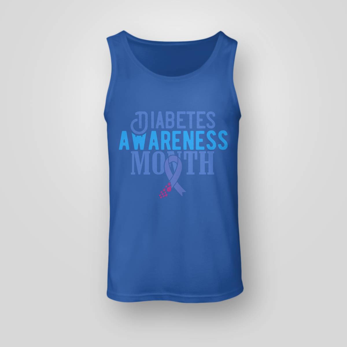 Diabetes Awareness Month Blue Love Ribbon Support T1D T2D Dab2345