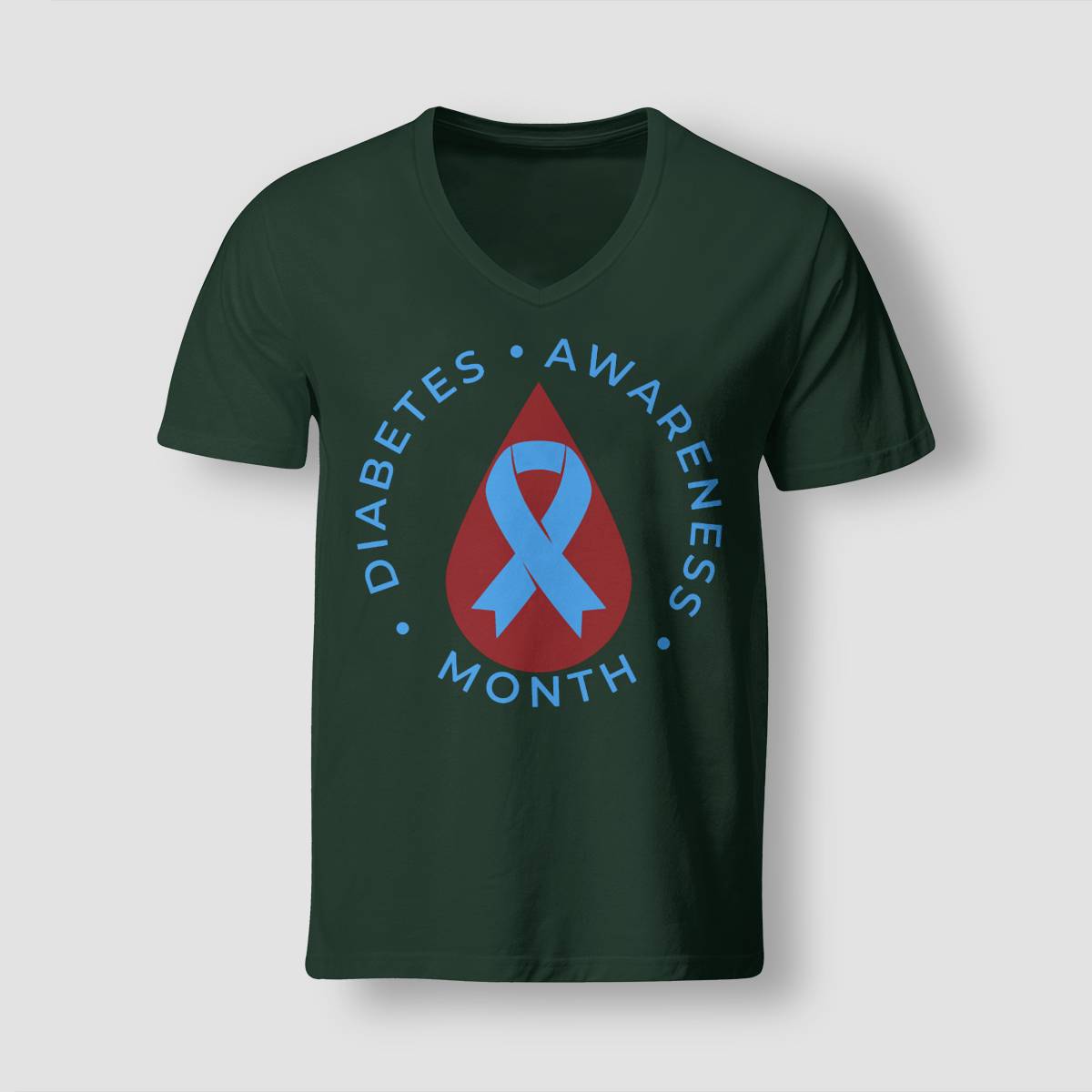 Diabetes Awareness Month Diabetic Blue Love Ribbon T1D T2D Dab2345