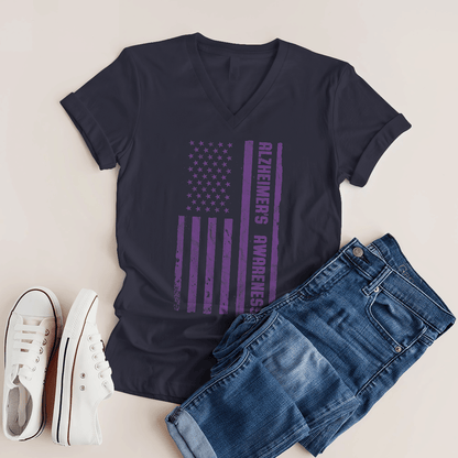 Alzheimer Awareness American Flag 2320
