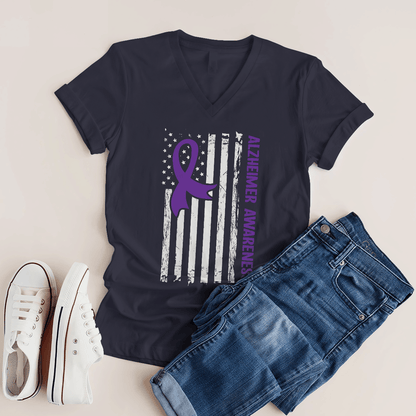 Alzheimer Awareness American Flag 2320