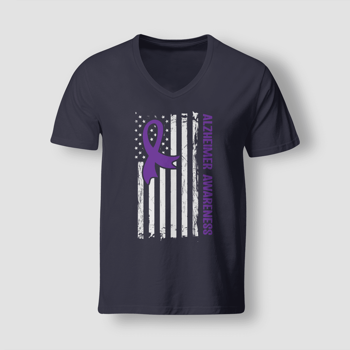 Alzheimer Awareness American Flag 2320