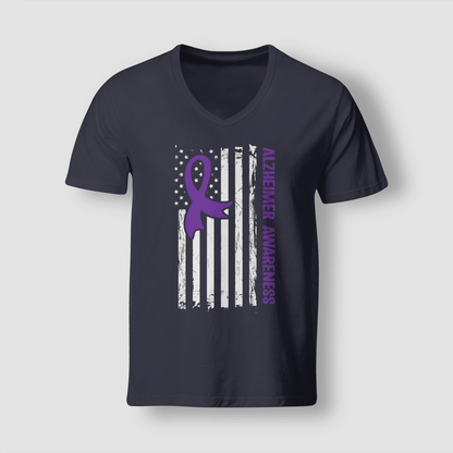 Alzheimer Awareness American Flag 2320