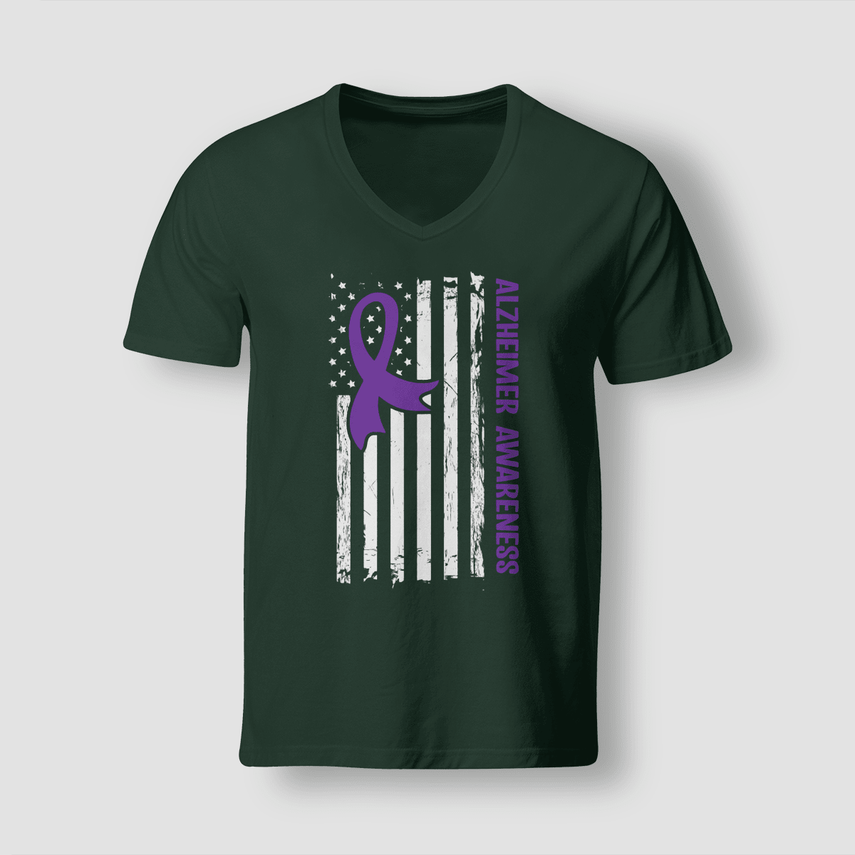 Alzheimer Awareness American Flag 2320